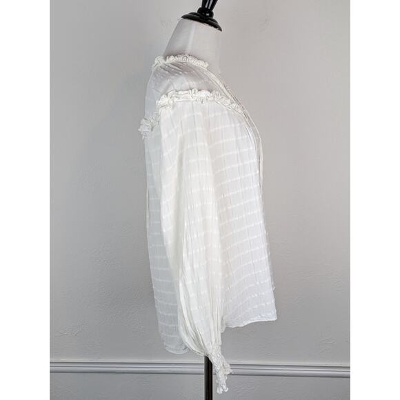 River Island Top Ruffle Bib Blouse Peasant Boho Victorian Cottagecore Size 8 - Picture 10 of 16